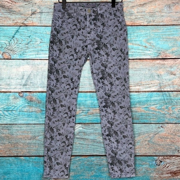 J Brand Cropped Jeans 27 Heaven Mini Floral Capri Style Denim Grey Skinny - Picture 1 of 10